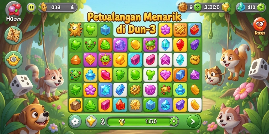 Tampilan menarik dari gameplay H03 yang penuh tantangan Match-3.