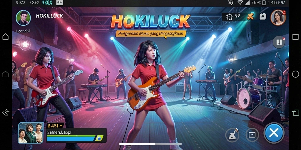 Screenshot HOKILUCK menampilkan pemain yang menikmati permainan musik.