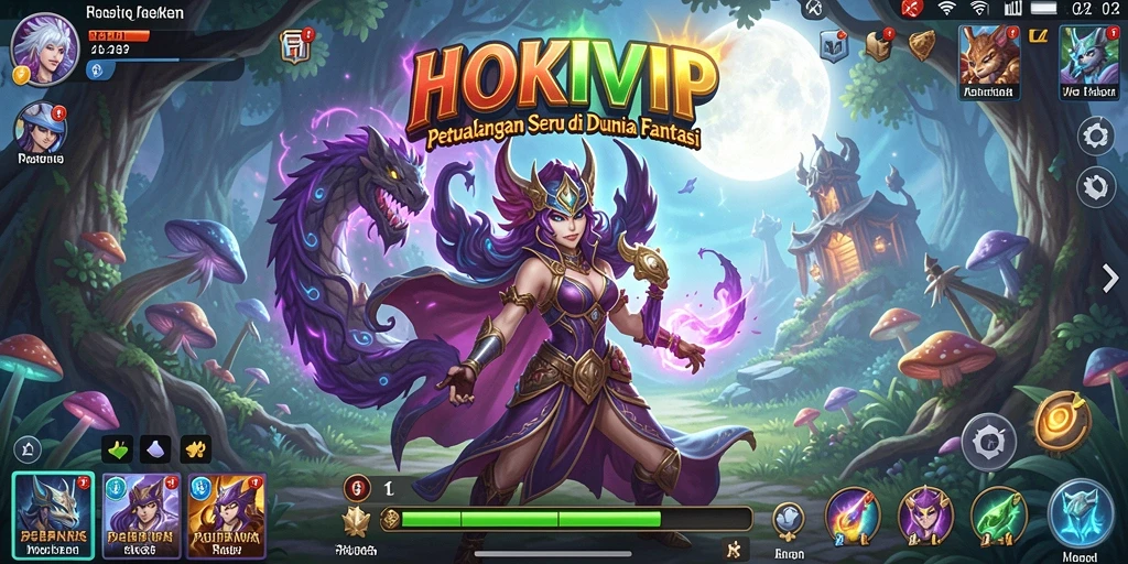 Tampilan gameplay utama HOKIVIP dengan aksi petualangan seru.