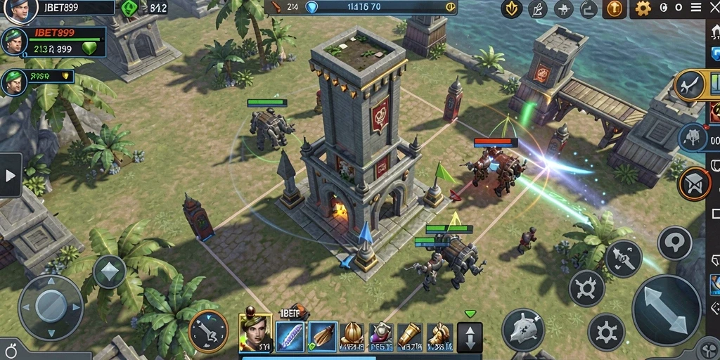 Tampilan intens gameplay Tower Defense IBET899 yang seru dan menantang.
