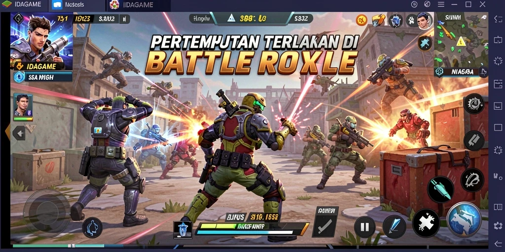 Screenshot utama IDAGAME menampilkan aksi intens Battle Royale.