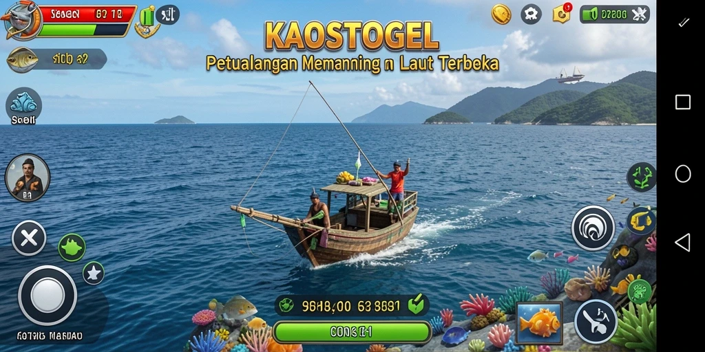 Screenshot gameplay KAOSTOGEL menampilkan aksi memancing yang seru dan grafis menawan.