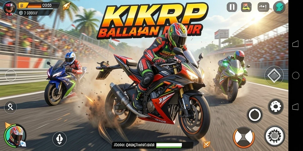 Tampilan menarik dari gameplay balapan motor di KKRP.