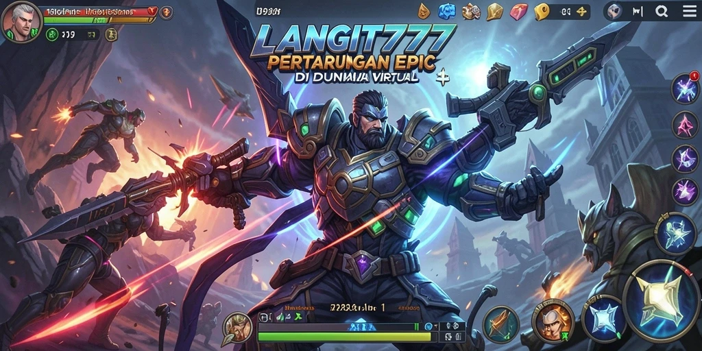 Screenshot utama LANGIT777 menunjukkan pertarungan seru antara karakter.