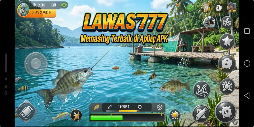 Screenshot utama LAWAS777 menampilkan aksi memancing yang seru.