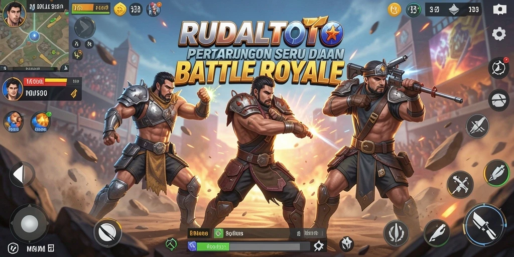 Gameplay seru di RUDALTOTO menunjukkan pertarungan Battle Royale menegangkan.