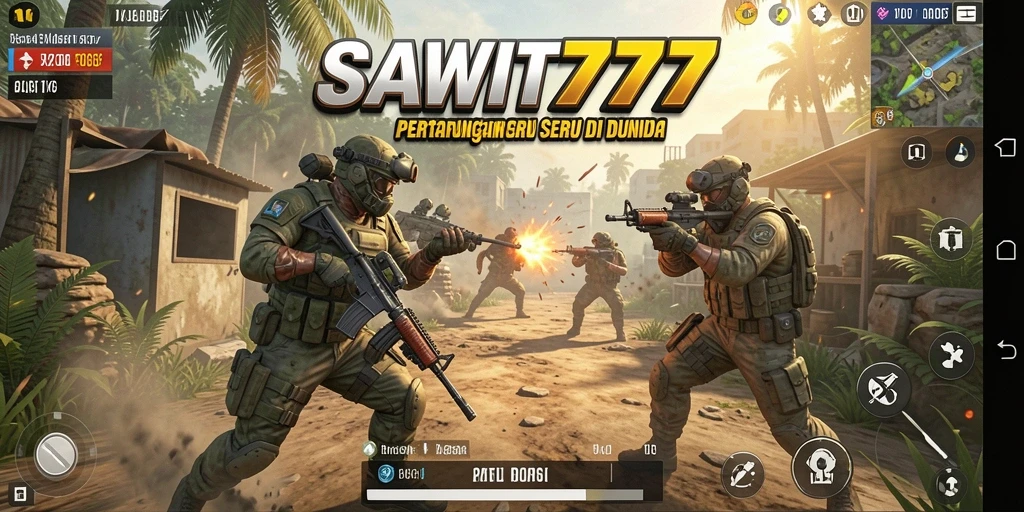Gameplay intens SAWIT777 di tengah pertempuran Battle Royale.