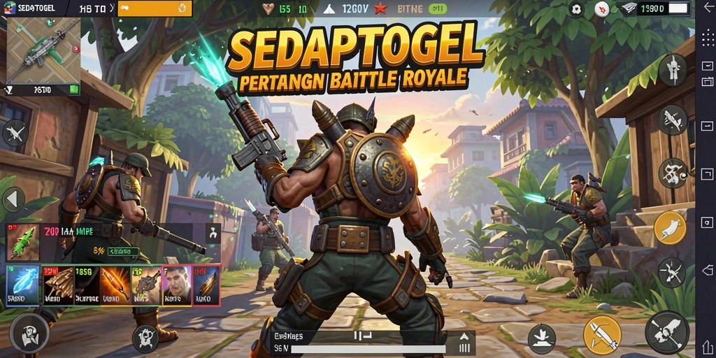 Screenshot gameplay SEDAPTOGEL yang menegangkan dalam pertarungan Battle Royale.