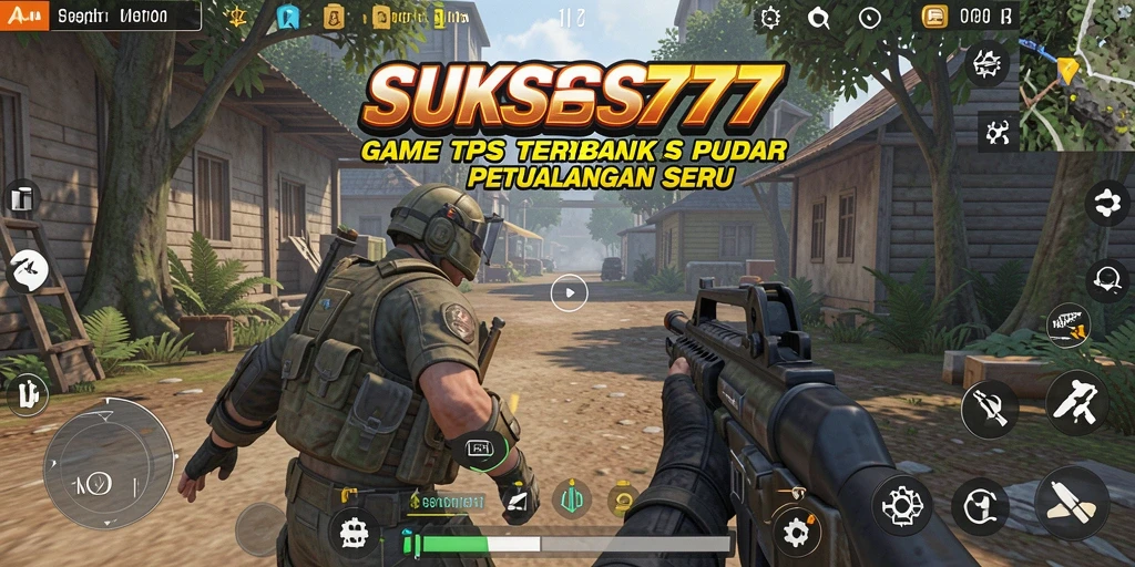 Tangkapan layar utama SUKSES777 menampilkan aksi gameplay TPS yang seru.