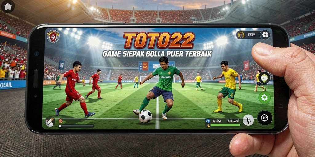 Tampilan gameplay dinamis di TOTO22 dengan aksi sepak bola nyata.
